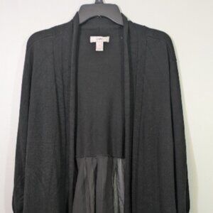 CJ Banks  Open Cardigan Black Lightweight Chiffon Back Sweater Sz 1X